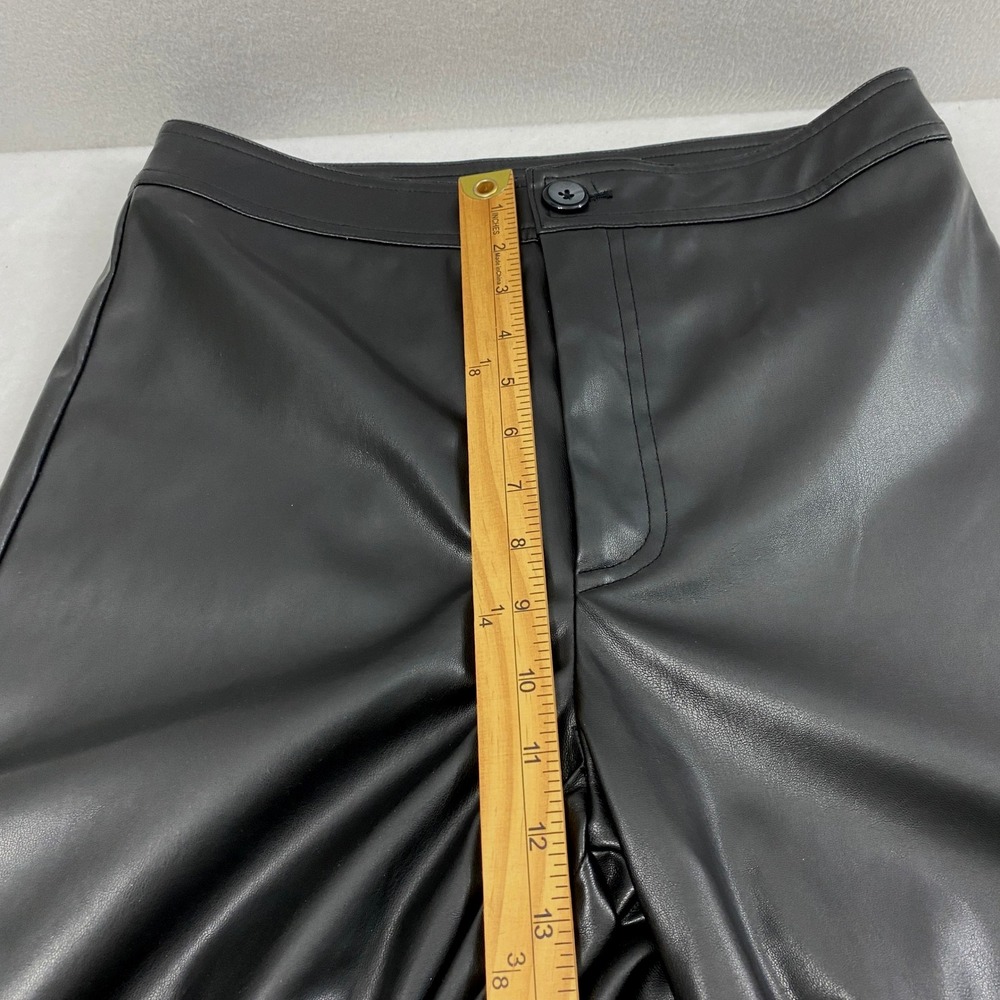 Miss Love Faux Leather Pants Womens L Goth Edgy Black Wide Leg High Rise Biker - Picture 9 of 13